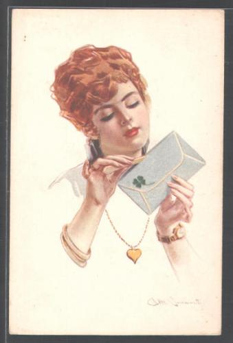 Simonetti_-_Rothaarige_Frau_öffnet_gespannt_den_Liebesbrief
